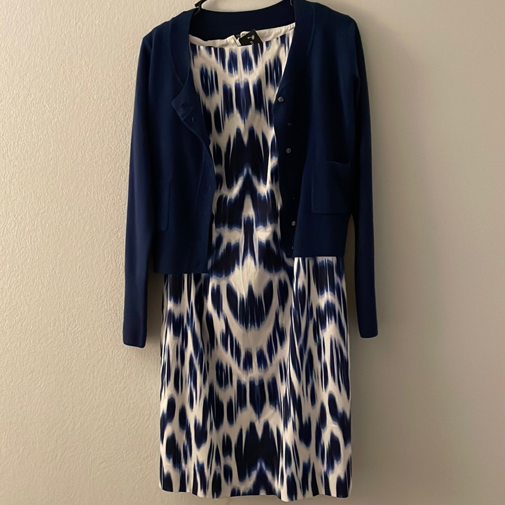 Beautiful Jones New York Dress and M&S cardigan.